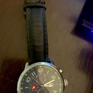Men’s Black leather watch. Good condition. Needs battery